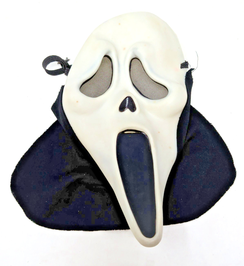 Vintage Ghostface Scream Mask Easter Unlimited Chin Stamp Rubber Hood 90s 2000s